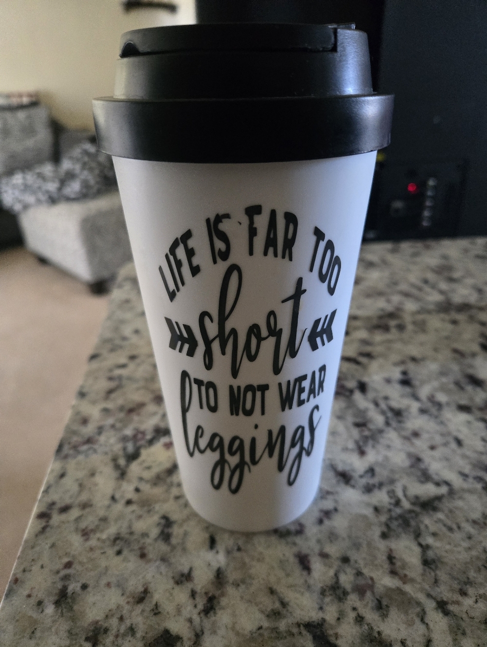 Insulated Travel Mug - White with Black Lid